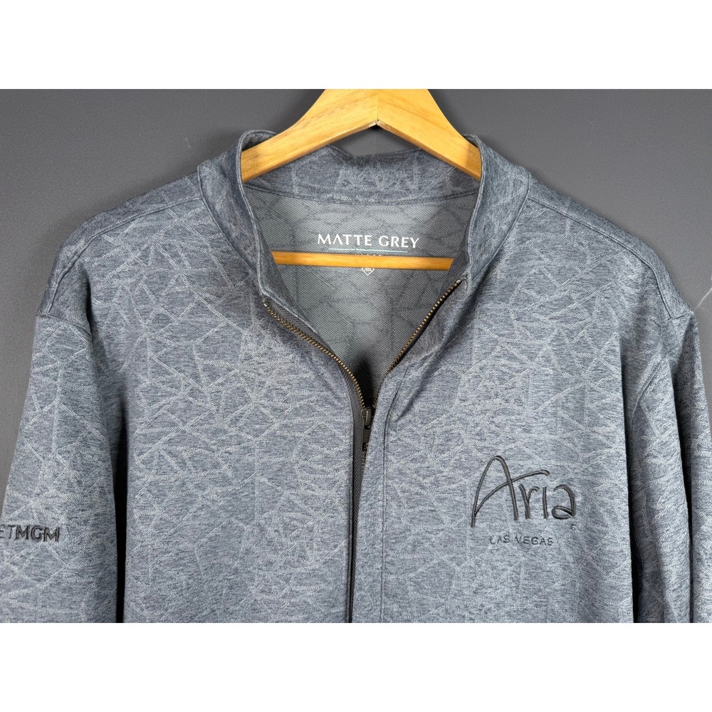 Matte Grey Mens Large Aria Las Vegas BetMGM Full Zip Jacket Grey Geometric